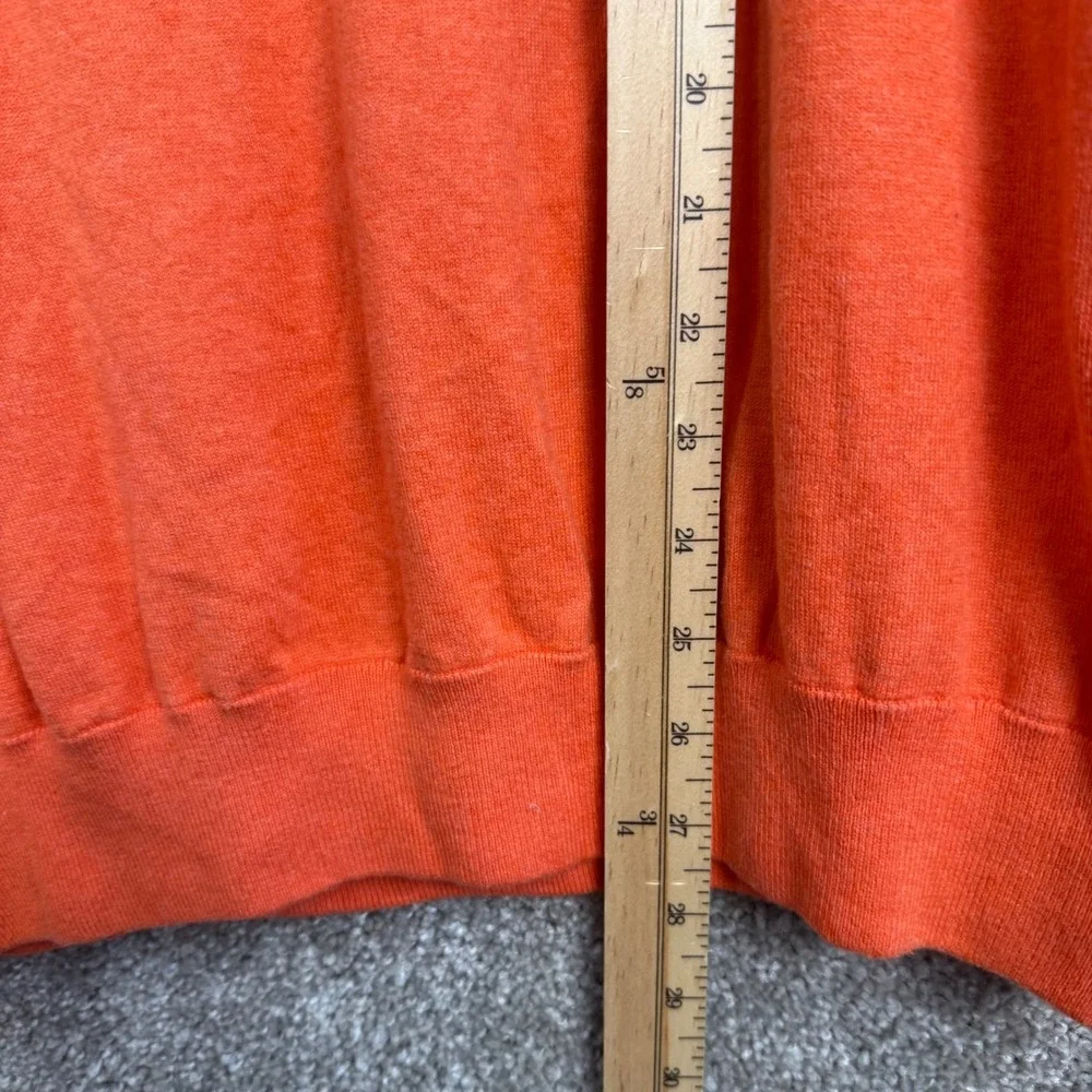 Southern Tide Mens Large Orange Cotton Blend 1/4 Zip Skipjack‎ Logo Sweater